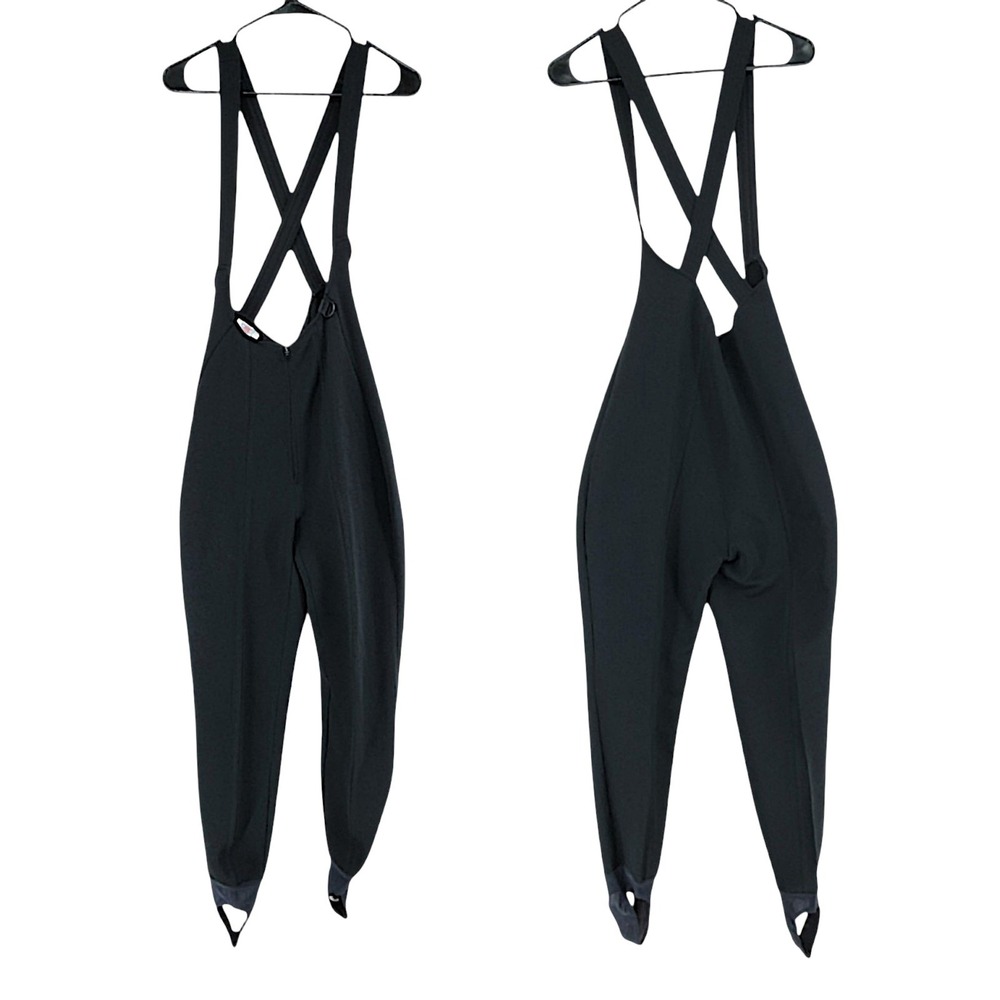 Vtg Schoeller Ski Bib Pants 4 Women Black Stirrup High Waist Snow Trousers Scuba
